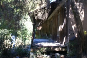 Figure at abandoned building